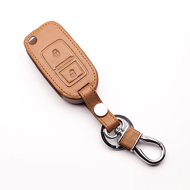 High Quality Top Layer Leather Key Cover Case For VW Amarok Polo Golf MK4 MK5 Bora Jetta for Skoda Seat Altea Alhambra 2 Buttons