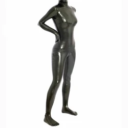 Sexy Latex Catsuit Toe Socks Rubber Bodysuits with Back Zip Men Women Fetish Coverall with Five Finger Sock 2D/3D Breast no Hood