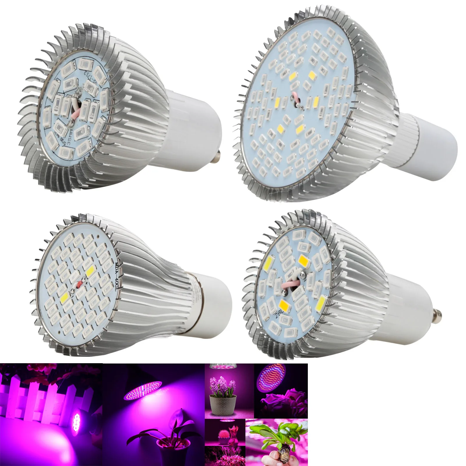 

E27 GU10 LED Plant Grow Lights Growing Bulb 5730 5W 18LEDs 28LEDs Growth Lamps Full Spectrum For Indoor Garden 110V 220V 85-265V