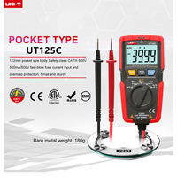 UNI-T UT125C Mini Pocket Digital Multimeter Temperature Tester Resistor Capacitor Frequency Diode NCV Test Low Voltage Display