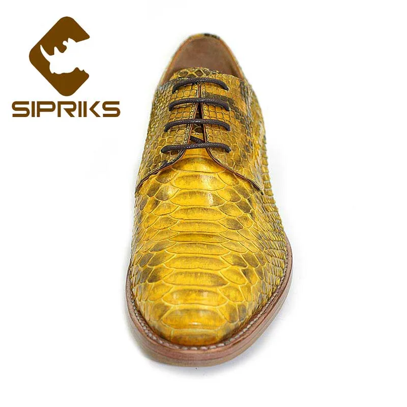 Sipriks Imported Yellow Gold Snakeskin Gents Suits Shoes Men\'s Formal Tuxedo Shoe Italian Custom Leather Outsole Goodyear Luxury