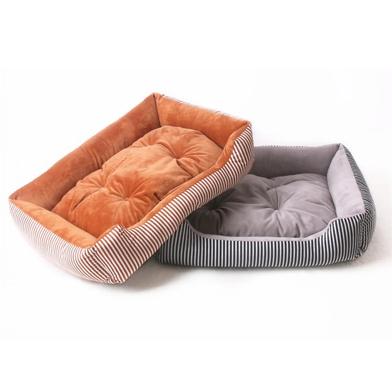 2020 Winter Pet Sofa Warm Dog Beds Large Dogs Blanket Cat House Puppy Mat Kennel Striped Pets Cats Cushion Sleeping Nest