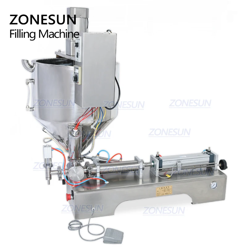 ZONESUN Mixer Heating Paste Bottle Filling Machine Cream Honey Chocolate Sauce Water Bottle Packaging Filler