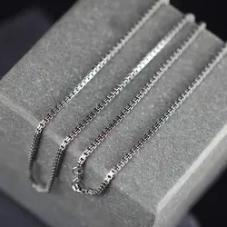 BOCAI New Solid S925 Silver Jewelry Trendy Handmade Ladies 2.0mm Carve Double Box Chain Women and Men Necklace
