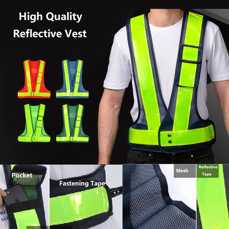 V Shape Construction Site Riding Breathable Fluorescence Reflective Vest Warning Safety Cothing