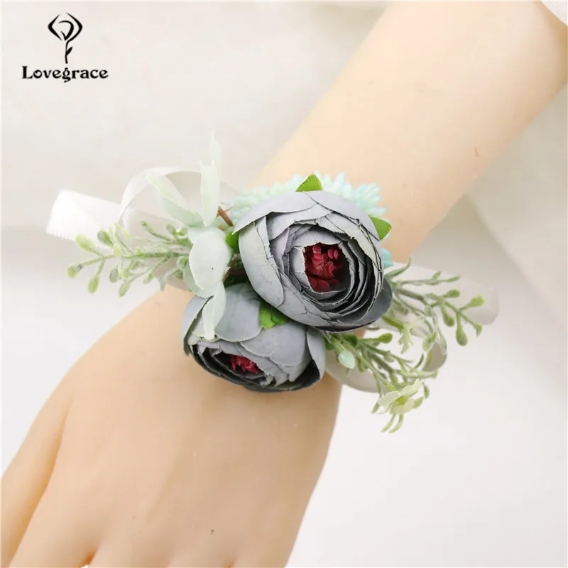 Bruidsmeisjes Hand Pols Bloem Armband Wedding Boutonniere Bruidsjonkers Sisiter Broche Corsages Trouwjurk Boutonniere Accessoire