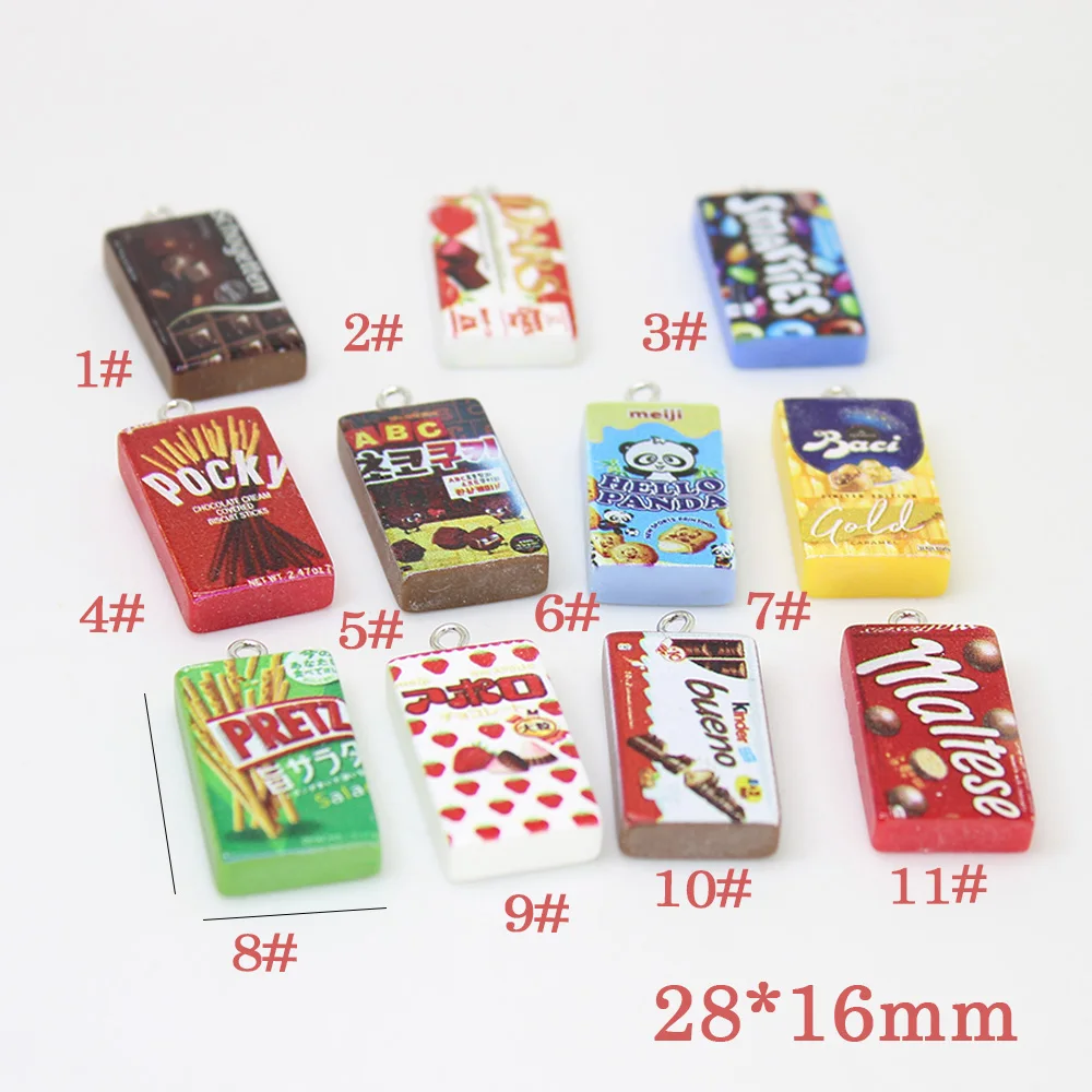 Yamily 10pcs/Resin Charm Simulation Chocolate Cookies Box DIY Jewelry For Keychain Earrings Bracelet Necklace Making