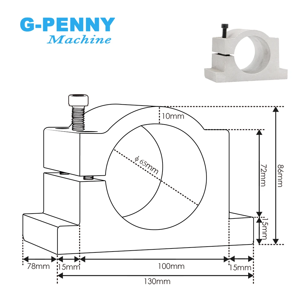 220V 800W ER11 Air cooled spindle motor 4 bearings Precision 0.01 & 1.5kw VFD inverter & 65mm aluminium bracket clamp