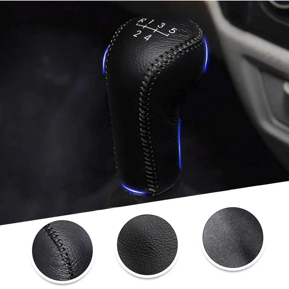 For Skoda Fabia 2008 2009 2010 2011 2012 MT Non-Slip Leather Hand Brake Shift Knob Cover Gear Case Car Decor Shift Knob Shell