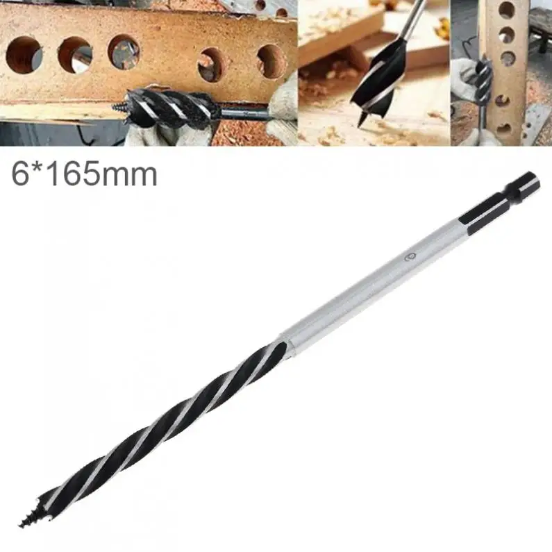 Woodworking Drill Bit Four-slot Hole Drilling Tool 6/8/10/12/15/16/18/20/22/25mm with Center Drill Head for Woodworking Opening