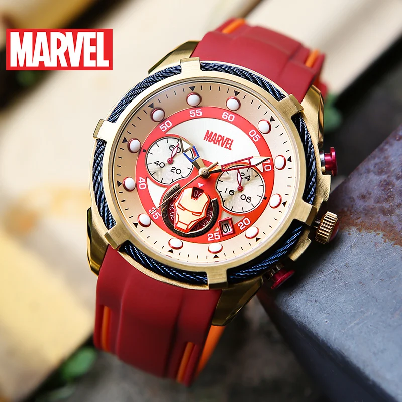 Disney Marvel Avengers Spider Man Hauptstadt Amerika Shell Eisen Männlichen Quarz Armbanduhr Silikon Strap Chronograph Relogio Masculino