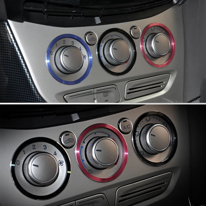 car-styling Aluminium alloy air AC knobs Switch knobs decoration ring case for Ford Focus 2 Focus 3 Kuga