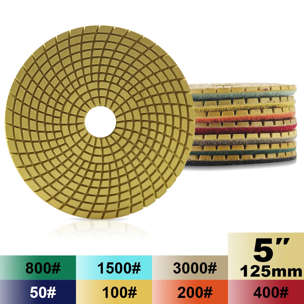 Free shipping 125mm diamond Screw Green polishing pads 5 inch for polishing stone quartz