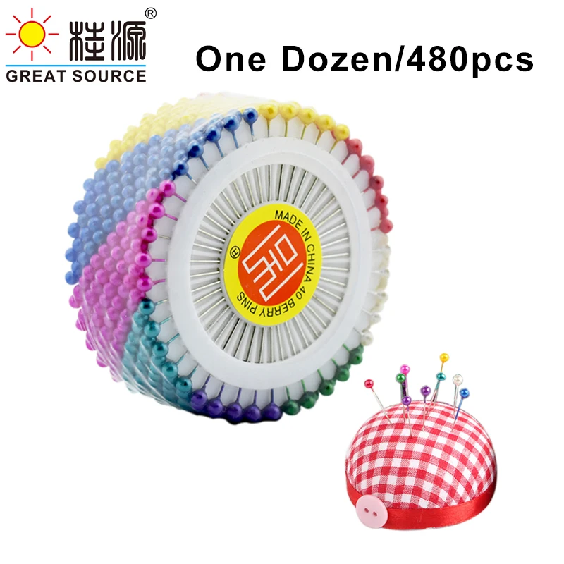 MQQ 3.5cm Metal Pin Colorful Bead Head Fix Pin Decoration Pins 40pcs Per Group  (12 Groups/Pack）