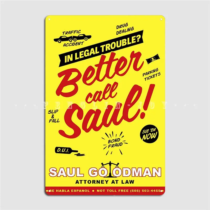 Better Call Saul Saul Goodman Breaking Bads Poster Metal Plaque Pub Garage Plates Pub Vintage Tin Sign Poster