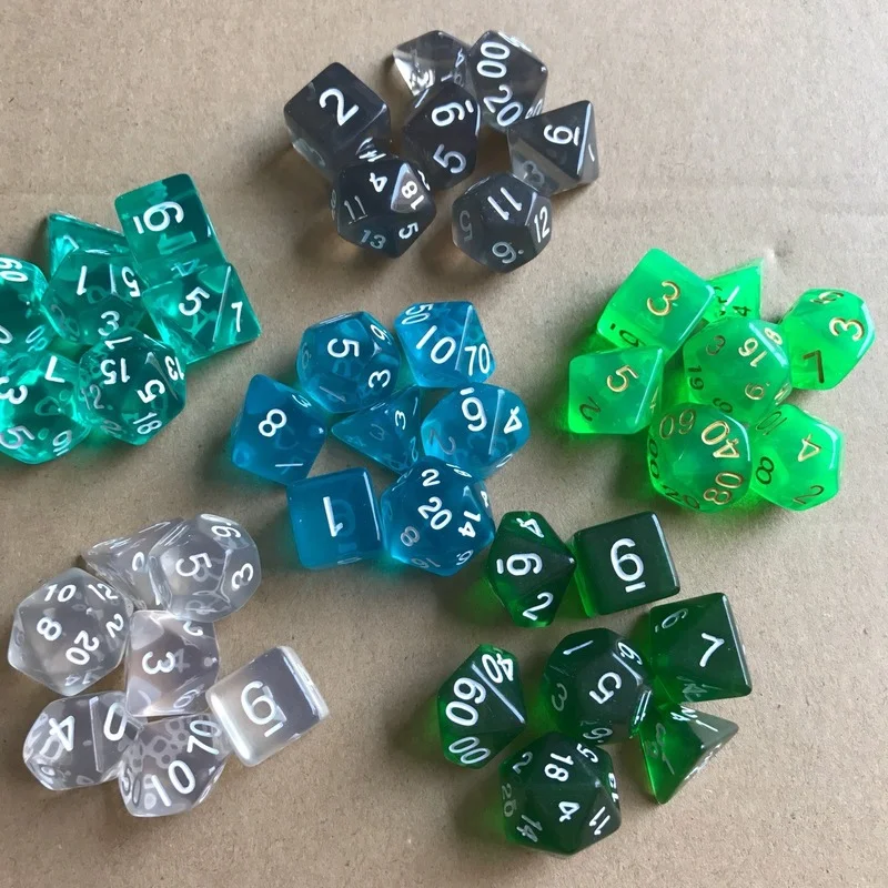 7Pcs/set Transparent Multi-faced Dice Number Polyhedron Dice Multi-faceted Toy Game Dice Set