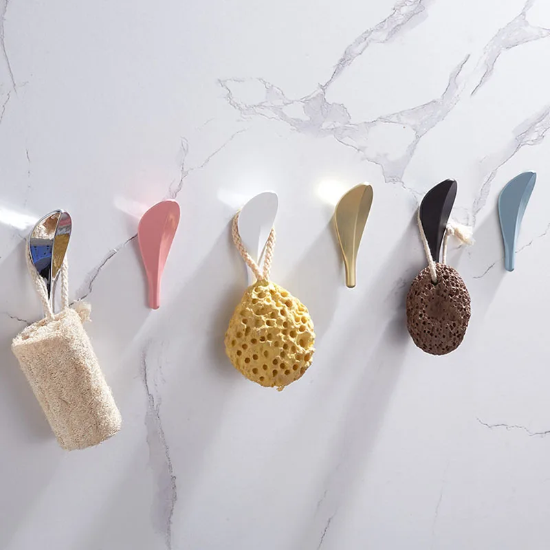 6pcs Wall Mounted Bathroom Colorful Hook Clothes Hanger Towel Robe Hook Bathroom Door Rear Coat Wall Hook Bathroom Accessories