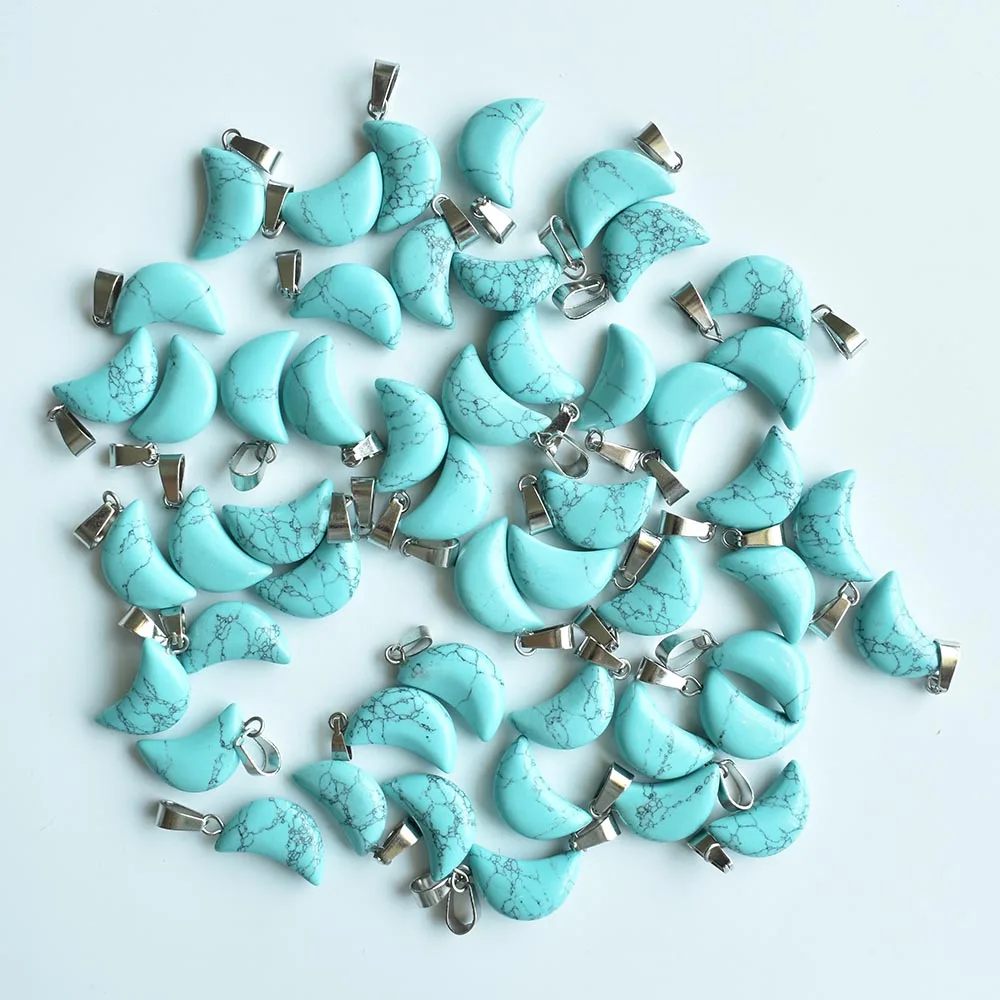Hochwertige, sortierte Anhänger in Halbmondform aus Naturstein für die Herstellung von DIY-Schmuck. Großhandel 50 Stück/Los kostenlos. – Detail 11