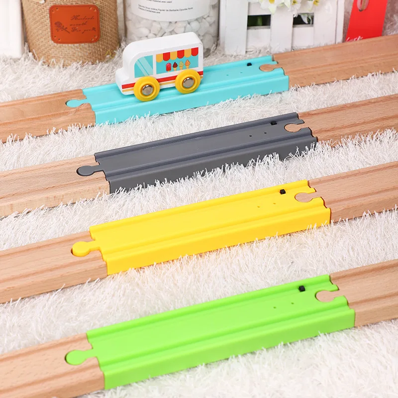 New 4 Color Long Straight Touch Mechanism Button Electric Sound Train Track Compatible With Wooden Train Track Thom as Biro Slot