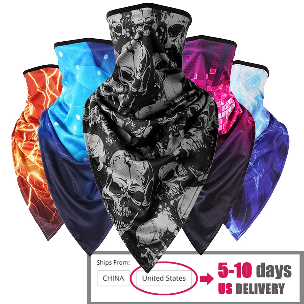 Cycling Bike Ice Silk Half Face Mask Neck Cover Magic Scarf Unisex Men Women Breathable Triangle Bandana Balaclava Sun Protectio