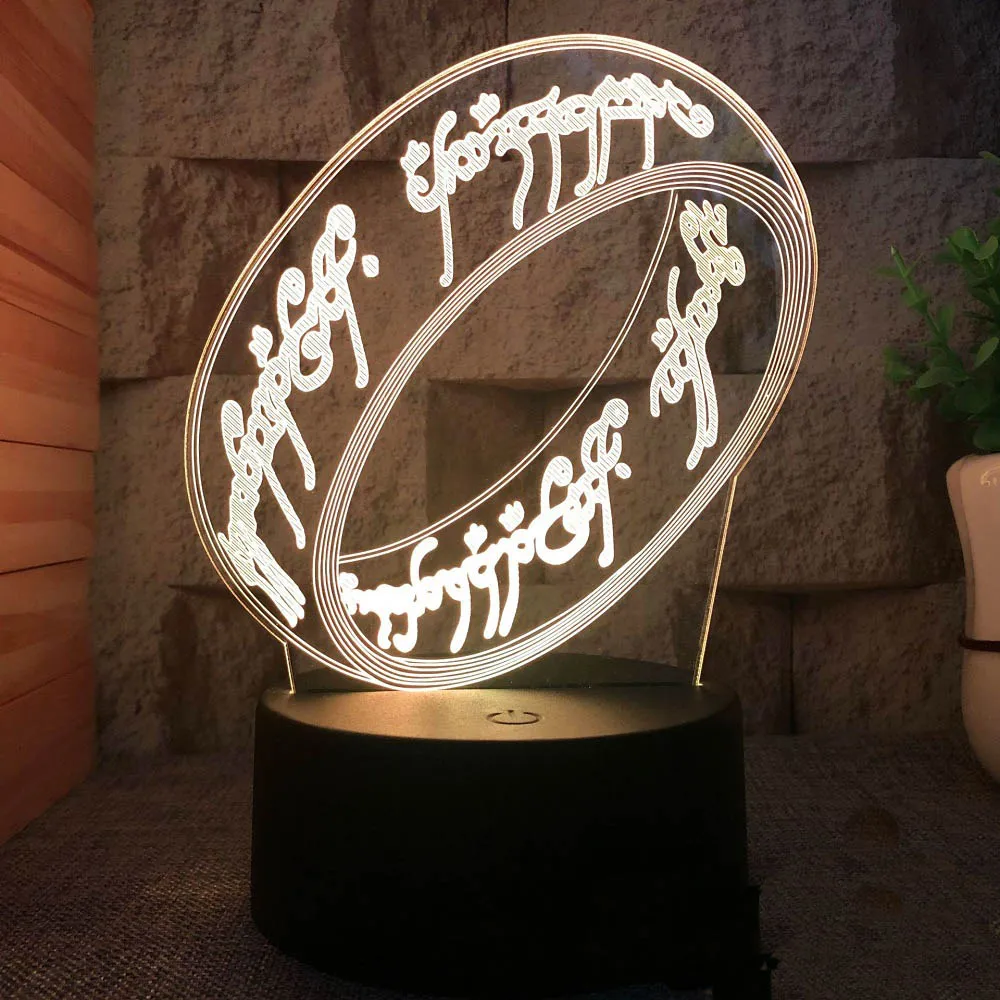 3D night light magic ring ring bedroom creative gift table lamp USB new strange bedside led small table lamp