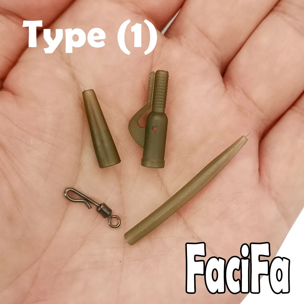 10 Sets Karpfenangelzubehör, Blei-Clip, Schnellwechsel-Wirbel, Gummihülsen gegen Verheddern, Karpfen-Rig, Angelzubehör für Grobangeln – Detail 2
