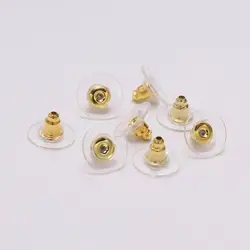 100 unids/lote de pendientes de goma, Tuercas de poste, Tuercas de acero de silicona, cierre de tuerca para joyería DIY, accesorios para hacer
