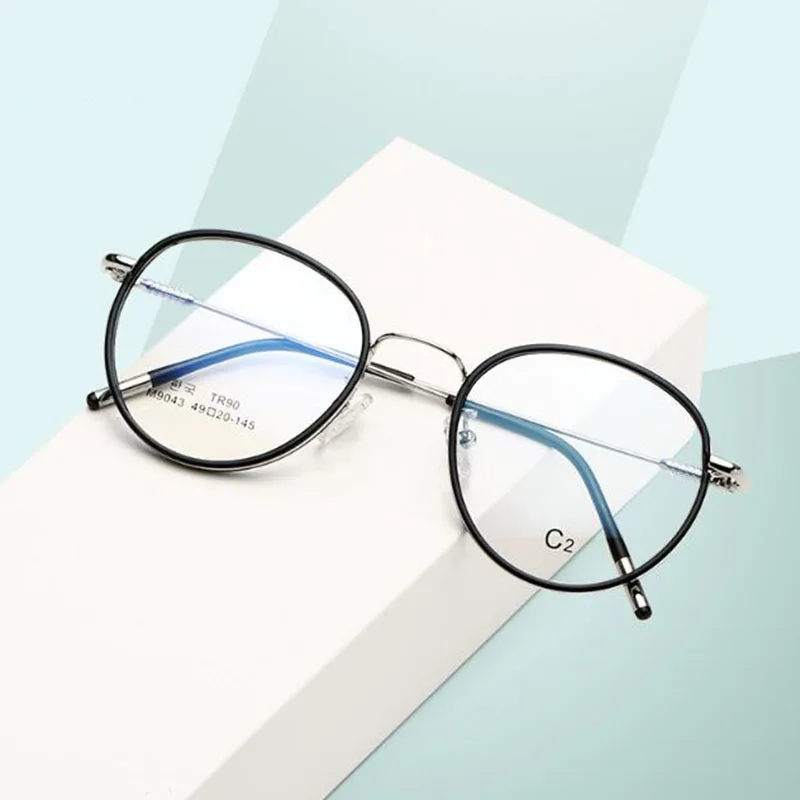 Vintage Round Glasses Female anti Blue Light Circle Frame  eyeglasses Photochromic eyewear Diopter -1.0 -2.0 -3.0 To -6.0