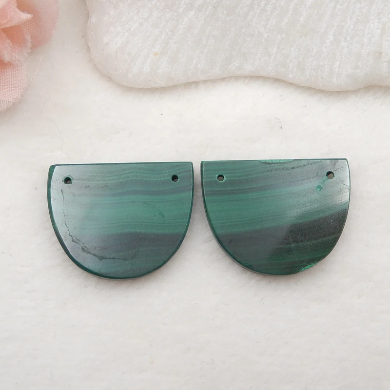 

Ready-made Malachite earrings customization Jewelry accessories Semicircle 25x20x3mm9.5g