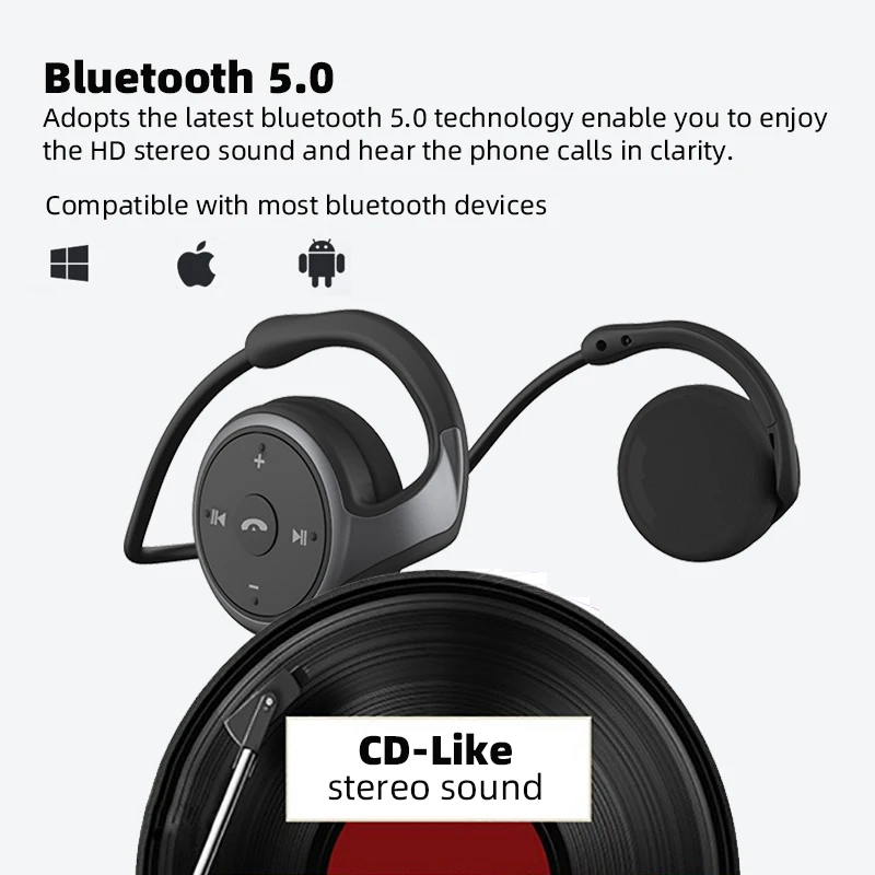 A6 Small Bluetooth Headphones Wrap Around Head Comfortable Wireless Headphones Foldable Bluetooth Headsets with Microphone Purse