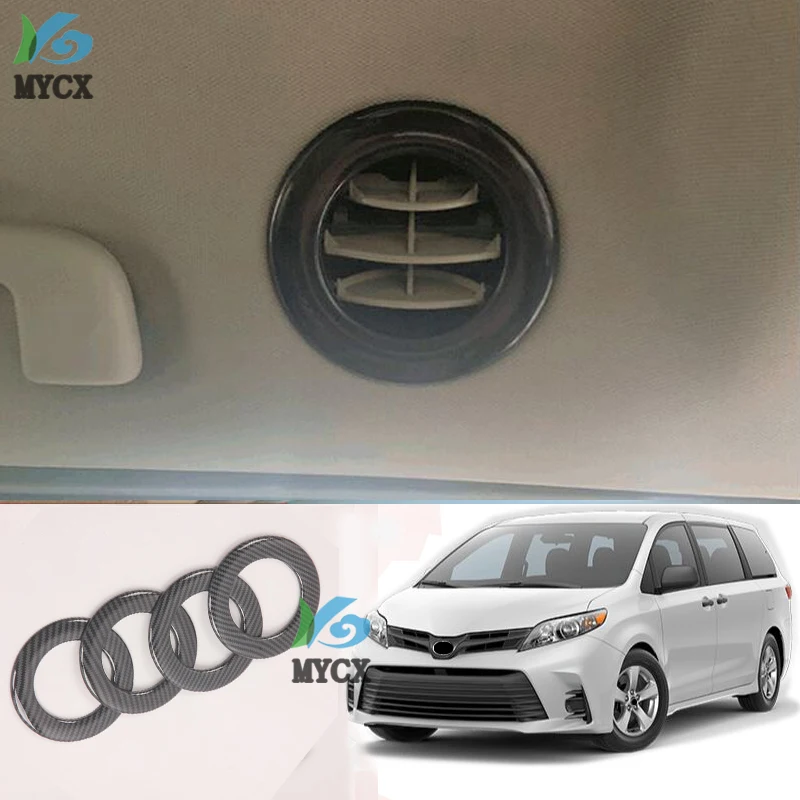 For Toyota Sienna 2019 2020 Carbon Fiber Car Inner Rear Roof Air Conditioning Vent Cover Trim Styling Frame Sticker Accessories