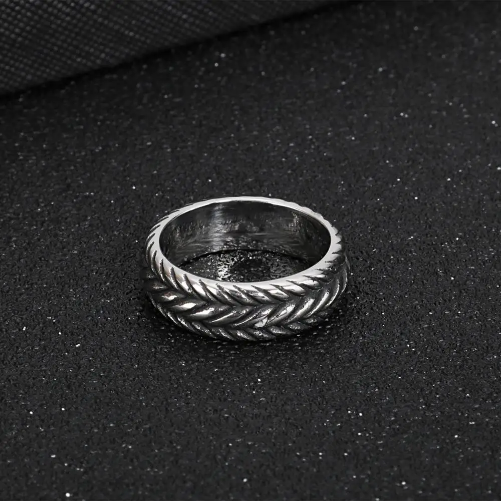 Kalen Twist Braided Rope Shape Ring 316LStainless Steel Men's Charm Jewelry