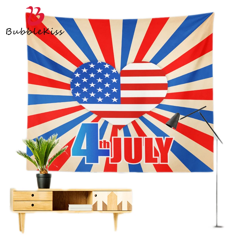 Bubble Kiss American Independence Day Tapestry Home Living Room Wall Hanging Tapestries HD Colorful Print Bedroom Decor Blanket