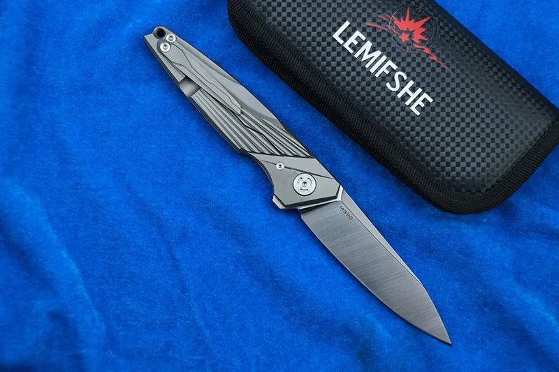 LEMIFSHE L98 M390 coltello pieghevole tascabile lama manico in lega di titanio coltelli a sfera in ceramica con cuscinetti a sfera coltello da pesca da campeggio EDC