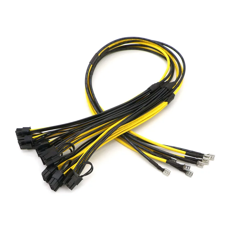 Dual Graphic PCI-E 8Pin (6+2Pin) Power Cable With 6.3 250 Terminal Pins 50cm+20/20cm