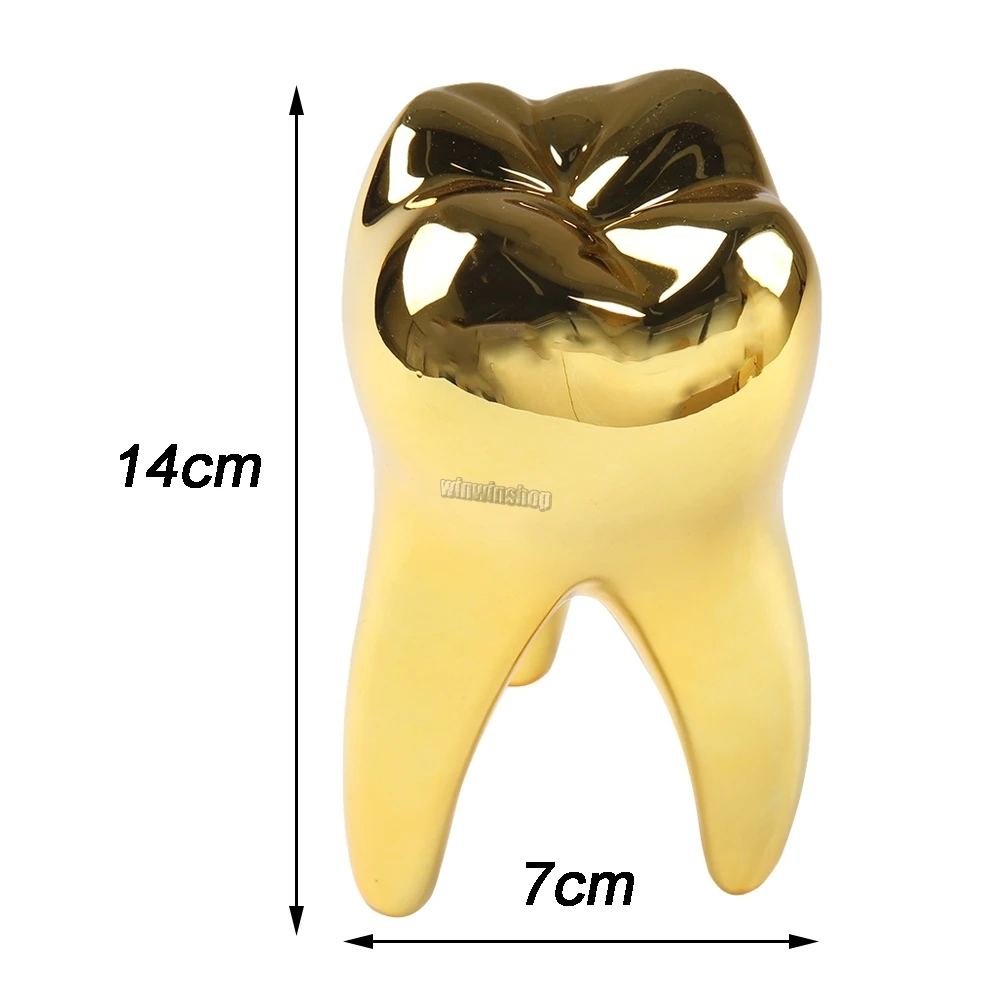 Dentist Gift Golden/Sliver Tooth Model Figurine Ornament Artcrafts Dentistry Gift For Clinic Office Desktop Sculpture Decoration