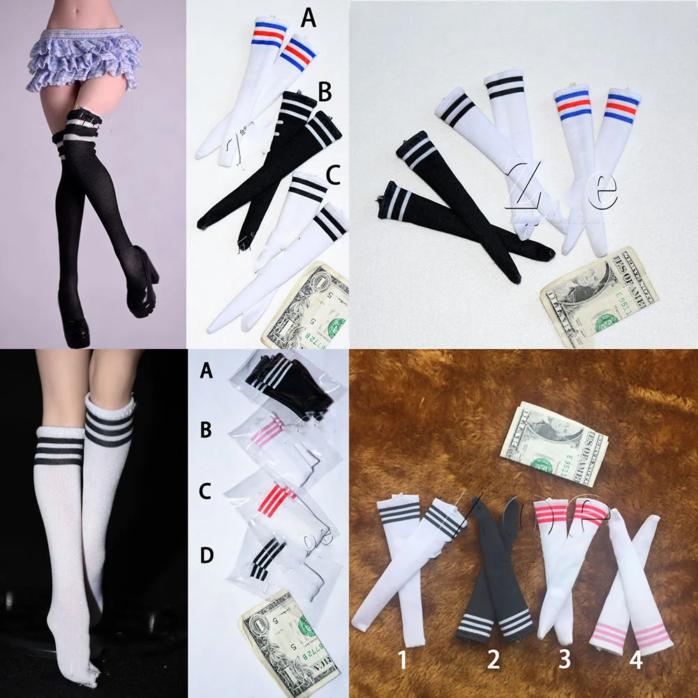 1/6 Scale Sexy Female Girl Woman High Over Knee White Long/Short Stockings Student Socks for 12