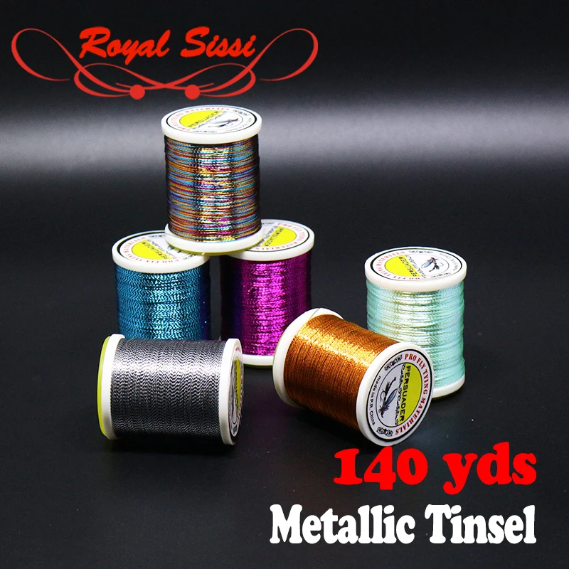 Royal Sissi 140 yards/spool 0.2mm metallic tinsel thread 12 optional colors micro rod wrapping repairing line jig hook binding