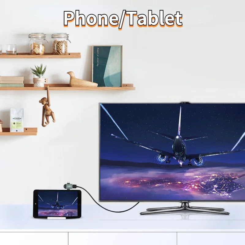 JORS-Adaptador de Micro a HDMI, Cable MINI HDMI a HDMI 2 en 1, 4K, 60Hz, Audio de vídeo para Notebook, cámara, proyector, teléfono, HDTV, PS4