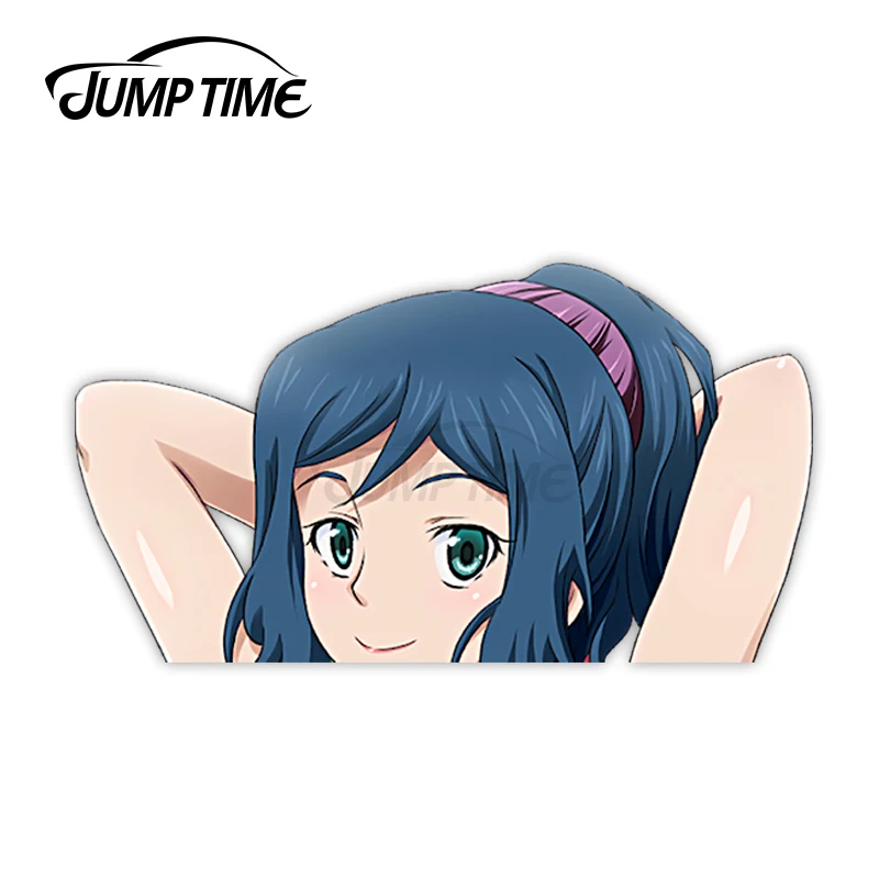 Jump Time 13 x 11.2cm Car Decals Iori Rinko Funny Anime Car Stickers Trunk Wiper Trunk SUV Peeker Waterproof Vinyl Decoration