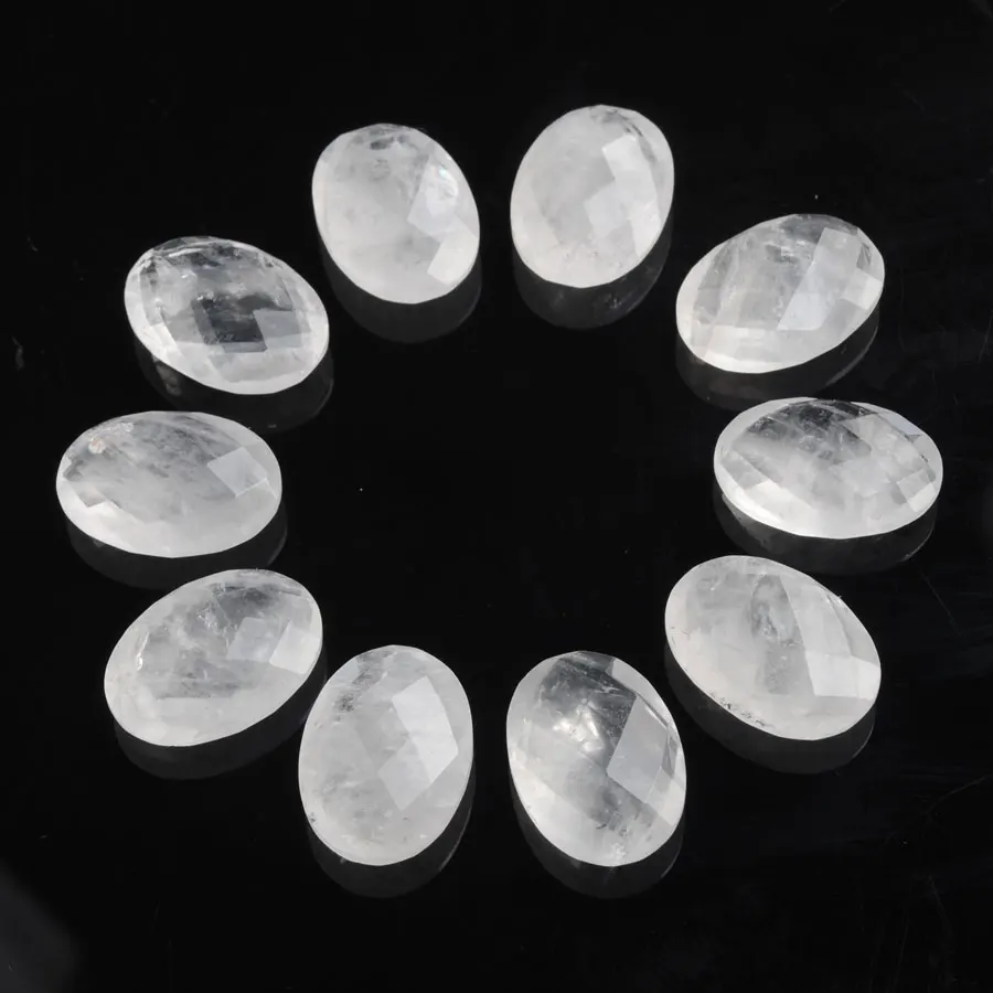 WOJIAER 13x18x6mm Oval Natural Stone Crystal Facted No Hole Cabochon Beads Jewelry Accessories Pendant&Neck DIY Make Z9041