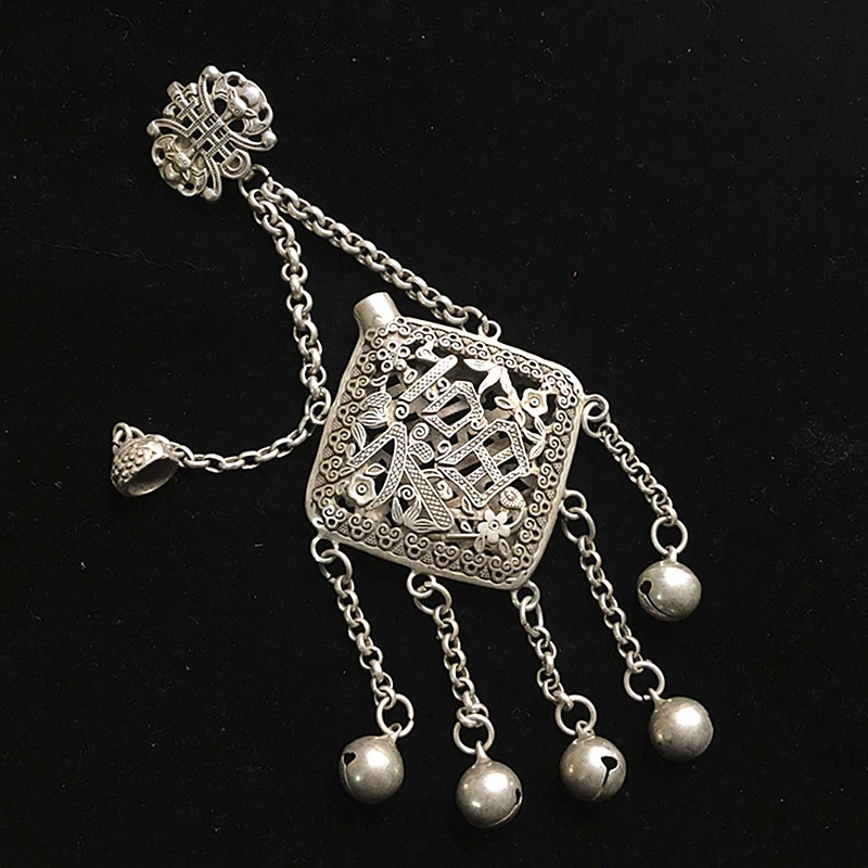 Chinese Miao silver copper retro hollow lotus fish/Eighteen Arhats/Fu Shou/Various sachet pendant ornaments/No.1---No.4 style