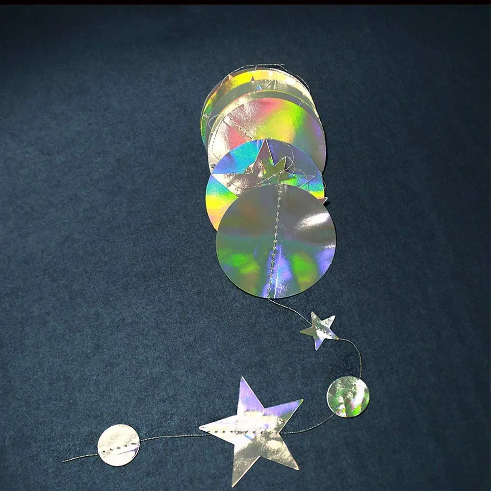 Schillernde Papierblätter, Schneeflocken, Girlande, Meerjungfrau, Geburtstag, Teeparty, hängende Blätter, Stern-Streamer, Weihnachten, Neujahr, Banner-Dekoration – Detail 9
