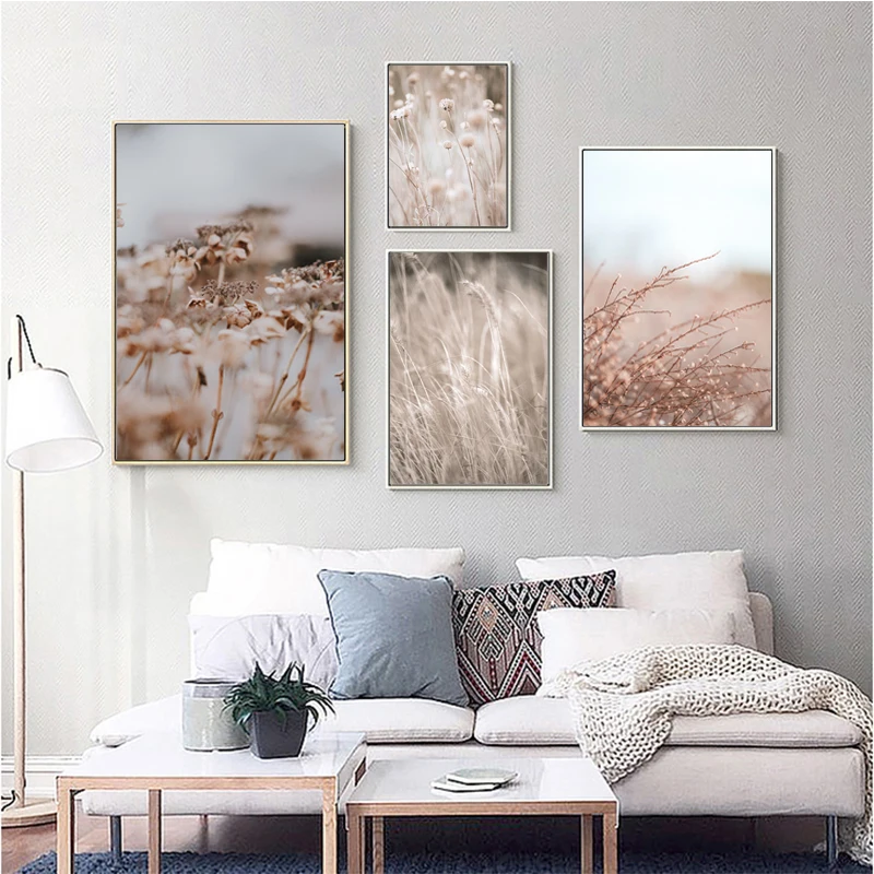 

Scandinavian Decoration Poster Grass Nature Landscape Canvas Print Nordic Wall Art Painting Decorative Picture Home Room Decor