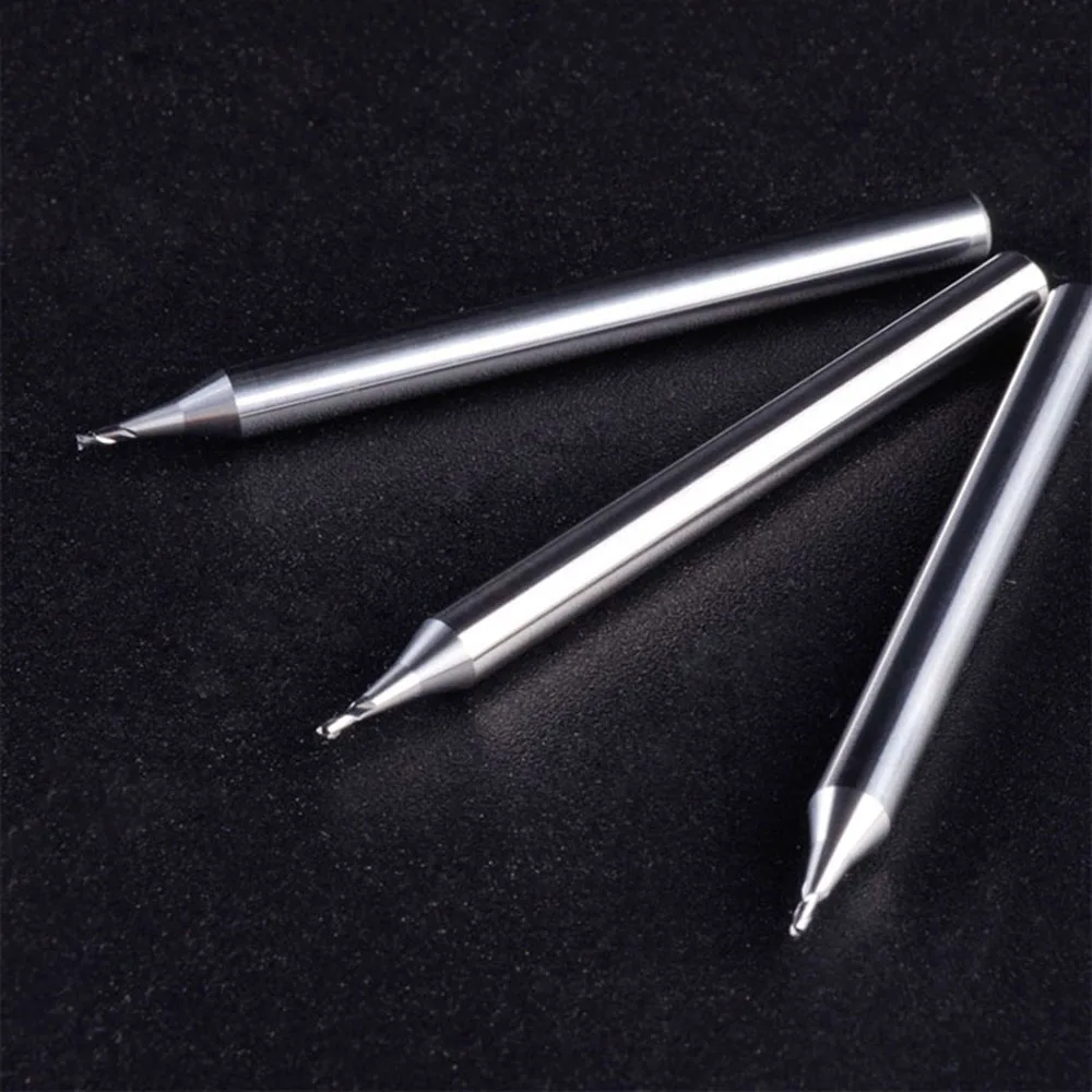 HRC60 0,2-0,9mm 2-schneidiger Mikro-Flachkopf-Schaftfräser mit 4mm Schaft aus Wolframkarbid, TiCN-beschichteter Mini-Fräser für CNC-Fräsmaschinen – Detail 2