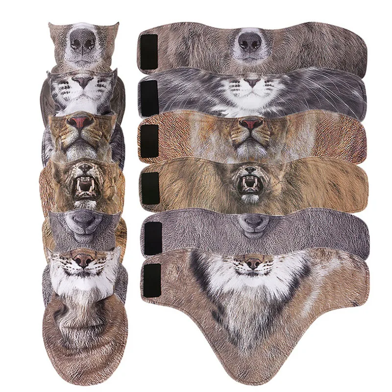 3D Animal Winter Fleece Ski Scarf Cycling Face Mask Snowboard Bandana Headwear Neck Warmer Triangle Bicycle Warmer Ski Bibs Caps