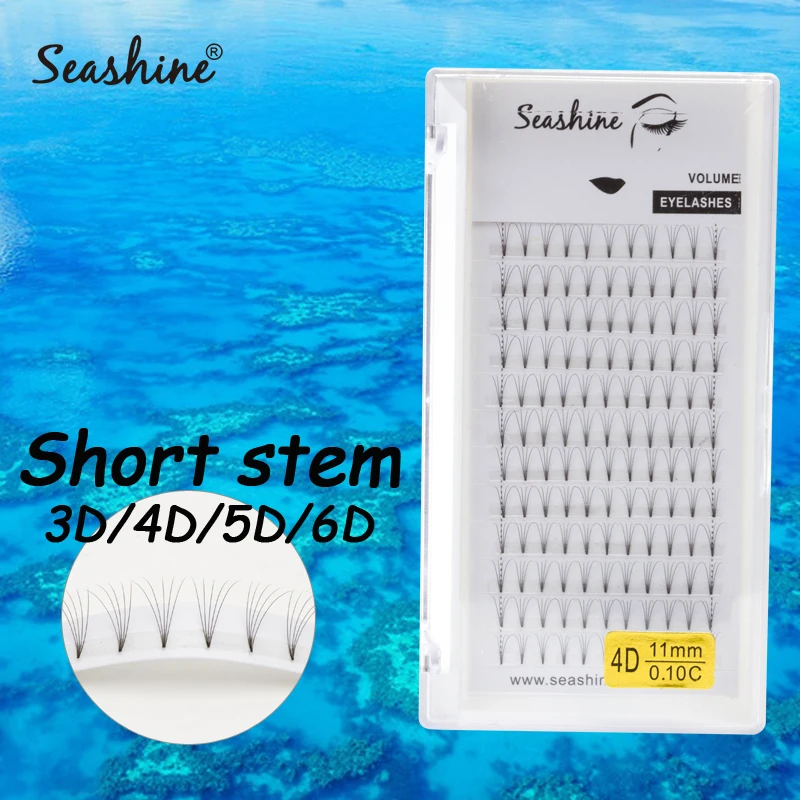 

Seashine Lashes Short Stem Premade Fans 3d/4d/5d/6d Faux Mink Lash Russian Volume Eyelash Extensions Pre made Lash Extension