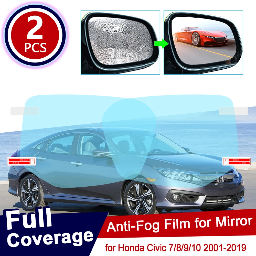 for Honda Civic 7 8 9 10 2001~2019 Full Cover Anti Fog Film Rearview Mirror Accessories EU FB FK FA FD 2005 2012 2014 2016 2017