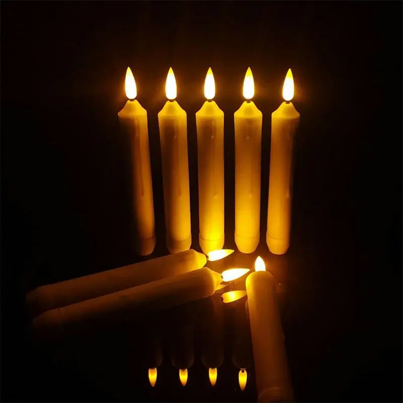 36pcs Battery operate Wax Dip Led Taper CandleStick Light 3D Flame Home candelabra Party Decoration 15.5cm(H)-Amber Flickering