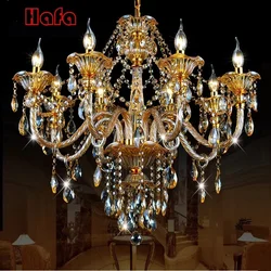 Luxury Gold Lustres 100% K9 Crystal Chandelier Modern Home Lighting Decoration Lamp Living Room Indoor Light